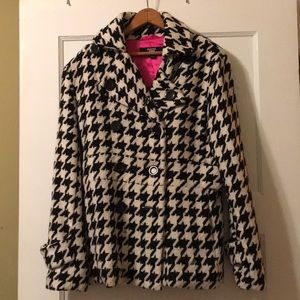Wool Houndstooth Pea Coat